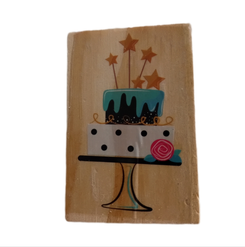Elegant Cake Stamp with Stars and Rose